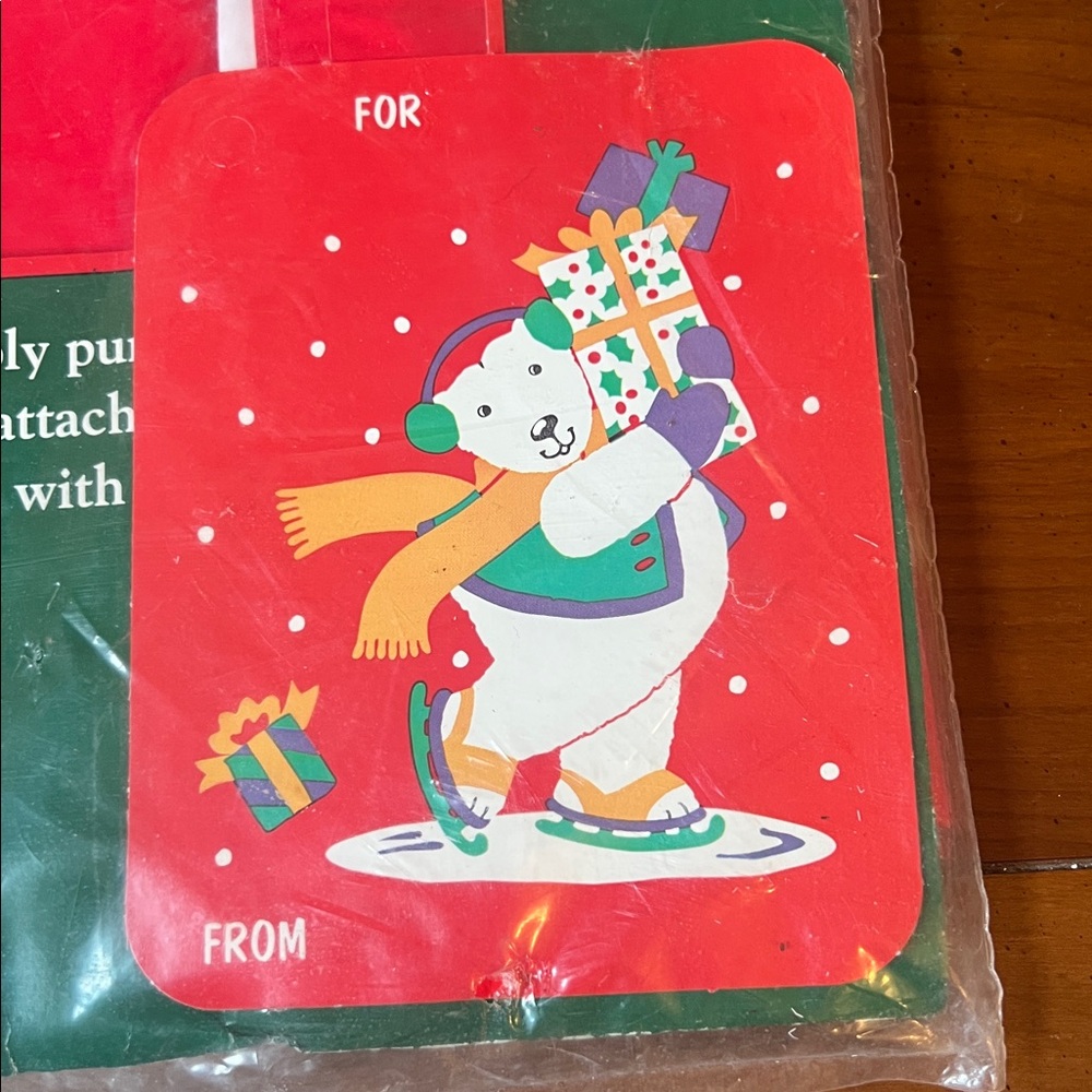 Vintage Christmas Super Giant Gift Bag With Tag 44” X 52” skating polar bear - Picture 5 of 6